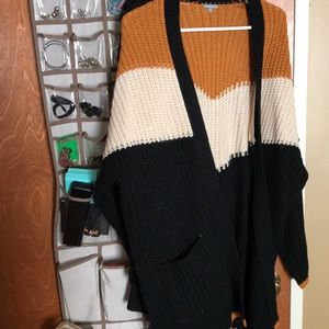 Three color block cardigan